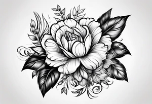 Florais com folhas em traços finos tattoo idea