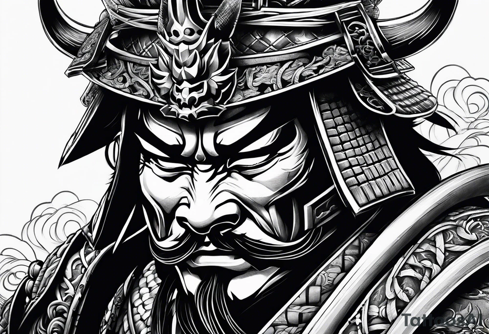 Samurai with an oni mask tattoo idea