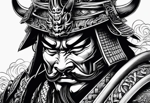 Samurai with an oni mask tattoo idea