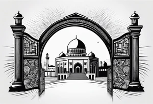 israel city vector gate 
swirl  vignette tattoo idea