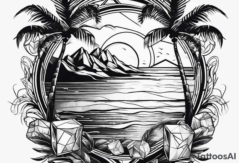 ice cubes and palm trees tattoo idea
