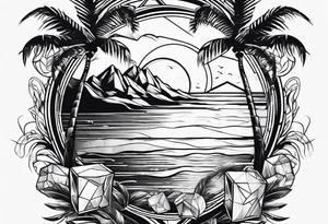 ice cubes and palm trees tattoo idea