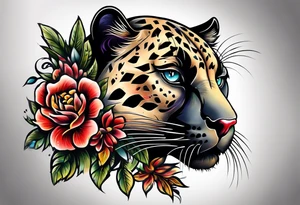 Panther with traditional tattoos tattoo idea