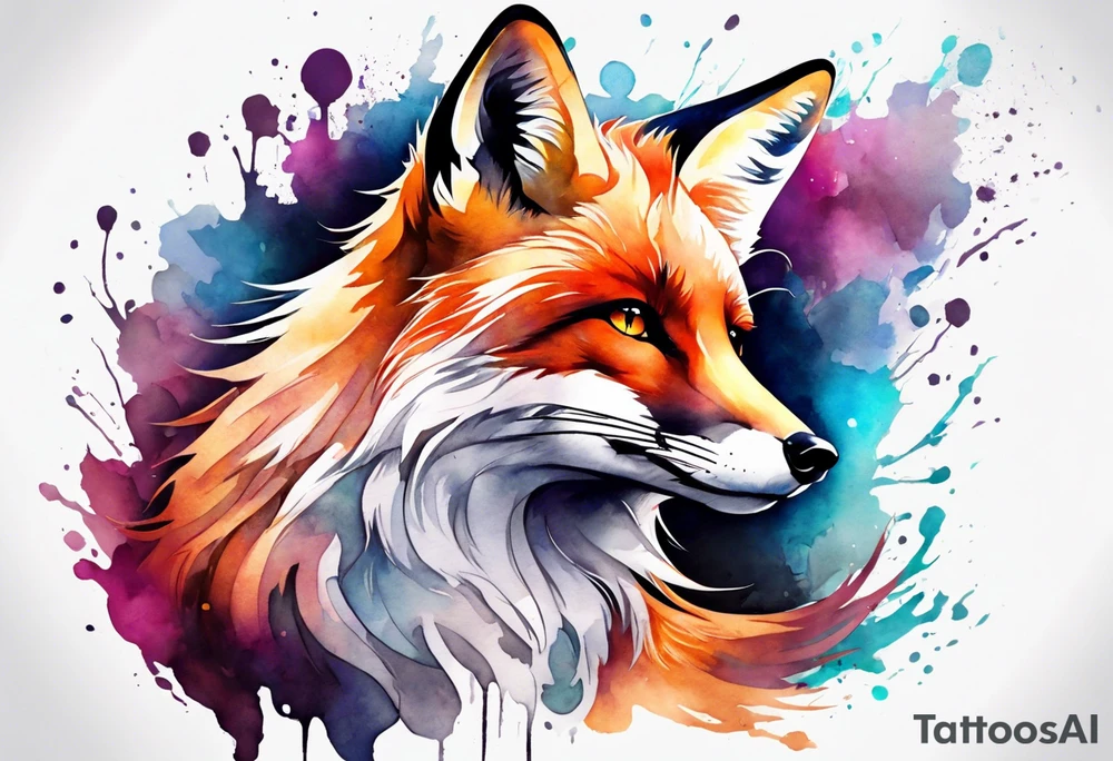 Watercolor fox tattoo idea