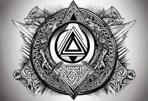 Valhalla sword shield stairs axe Valknut tattoo idea