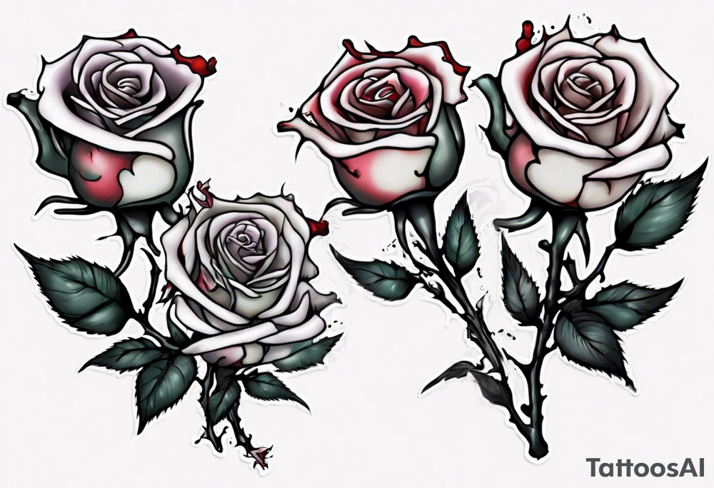 bleeding rose without stem flowers and only thorns tattoo idea