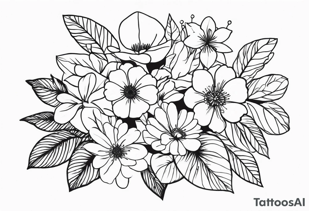 “Produce a series of minimalist flower tattoos, each representing different blooms with a focus on simplicity and beauty.” tattoo idea