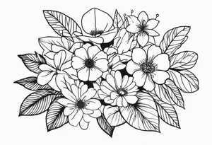 “Produce a series of minimalist flower tattoos, each representing different blooms with a focus on simplicity and beauty.” tattoo idea