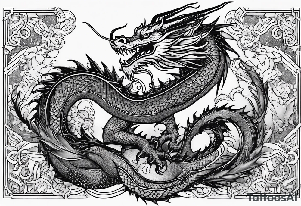 Dragon out of single line tattoo idea