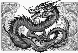 Dragon out of single line tattoo idea