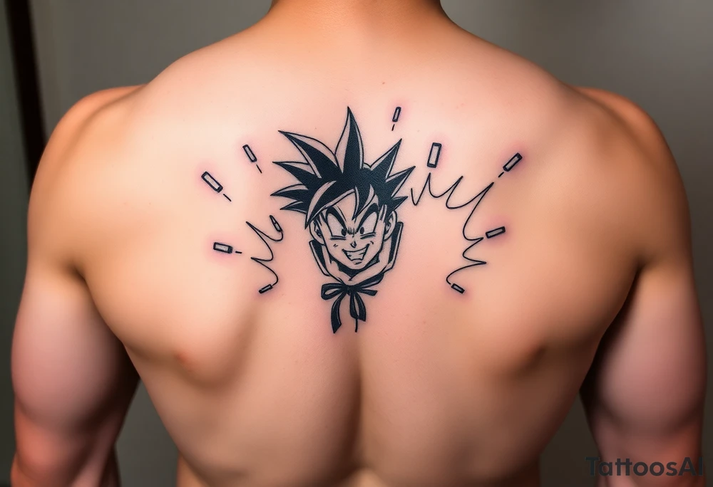 legendary dragonball z scene with energy aura and power effects tattoo idea