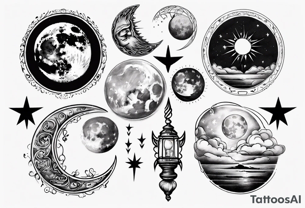 The lighting moon tattoo idea