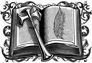 The symbol of Matthias a open Bible and a battle Axe tattoo idea