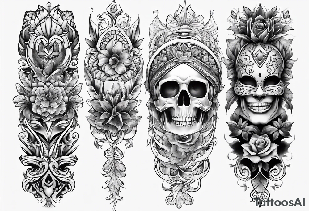 LEG sleeve complete white background tattoo idea