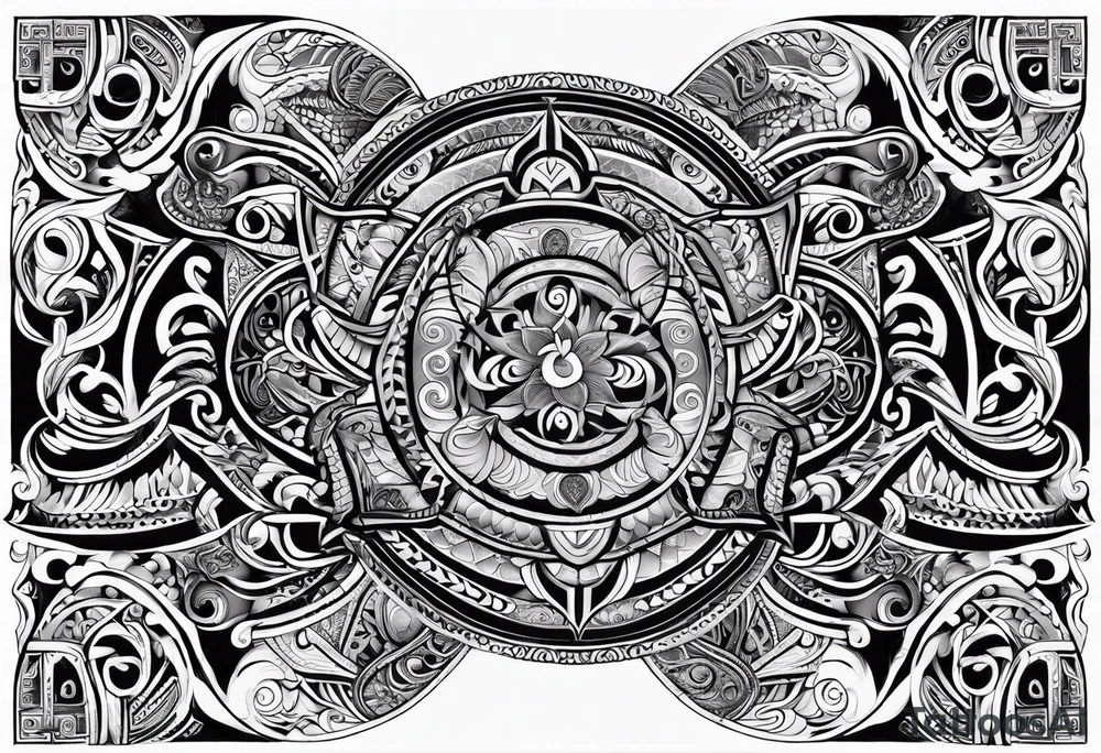 Māori design for white resilient male aged 55 who grew up in New Zealand tattoo idea
