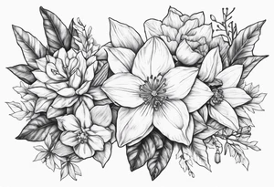 Narcissus, Poinsettia, Holly, Gladiolus, Poppy tattoo idea