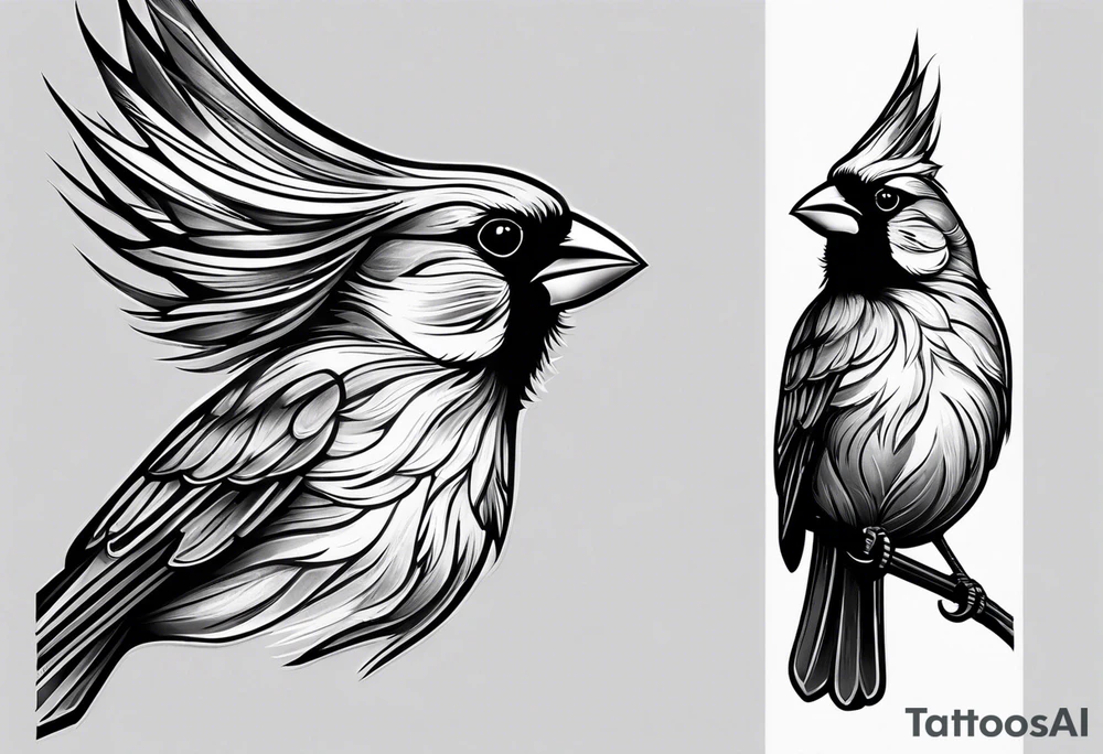 Black and grey side forearm cardinal tattoo idea