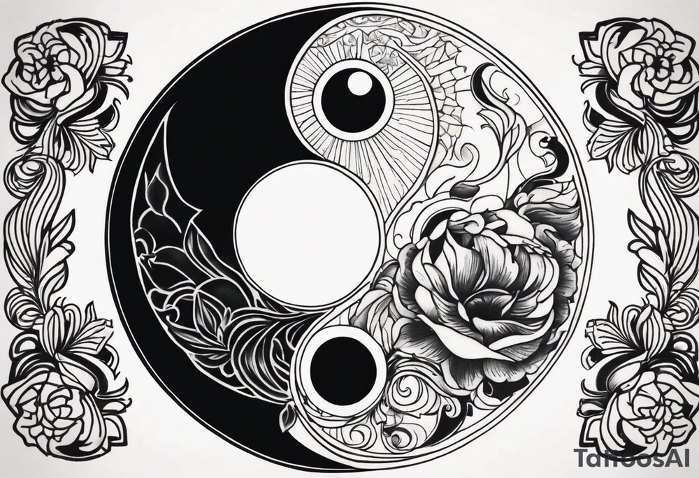 Powerful majestic ying Yang tattoo idea