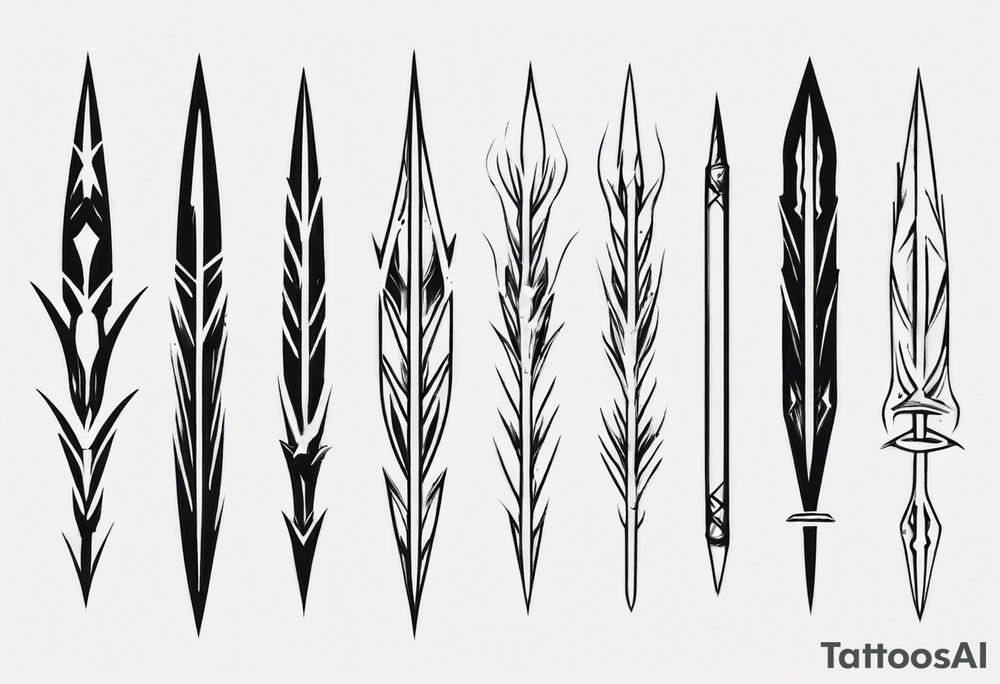 2 parallel spears tattoo idea