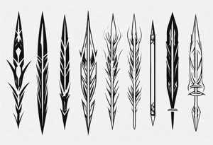 2 parallel spears tattoo idea