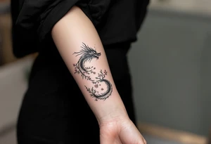 dragon japanese style sakura trees tattoo idea