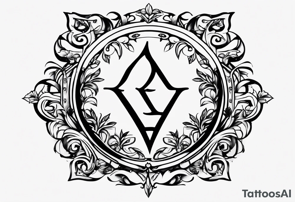 Greek Capital Letter Omega symbol black magic style tattoo idea