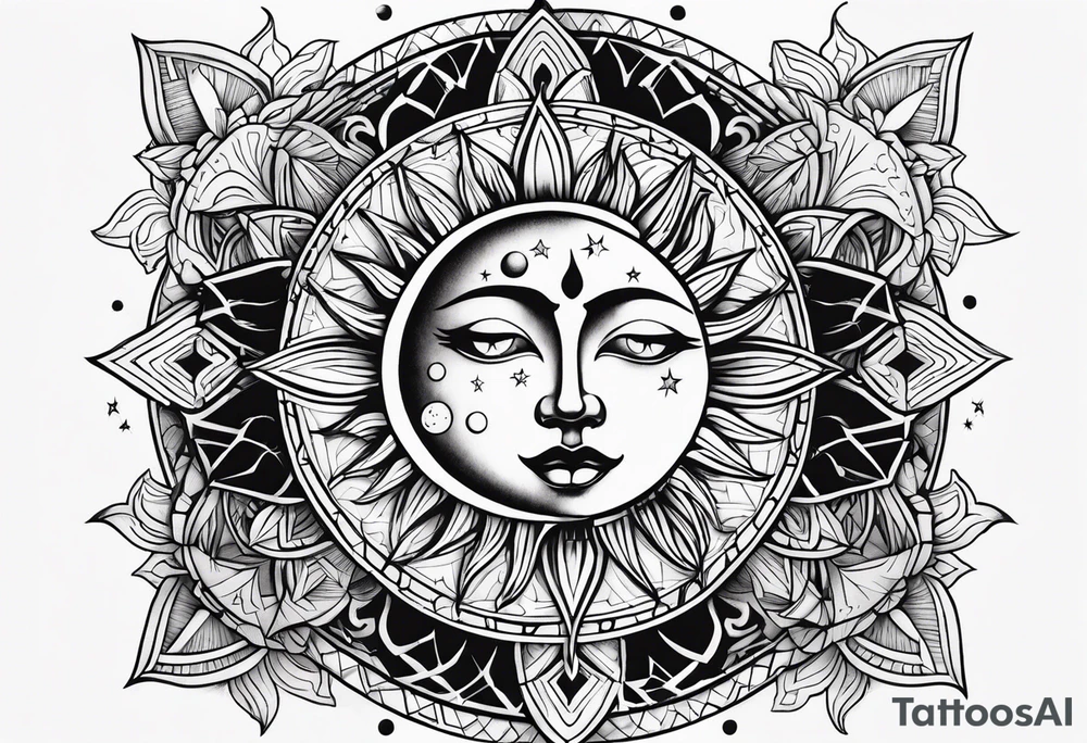 Sun and moon tattoo idea