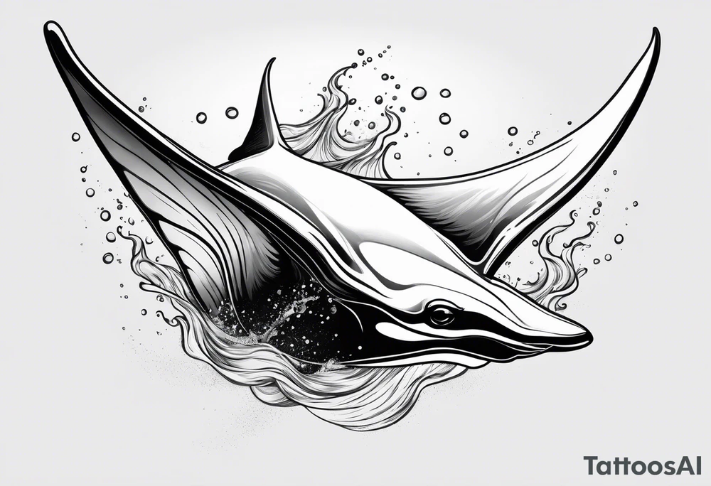 Cute manta ray swimming like flying tattoo idea