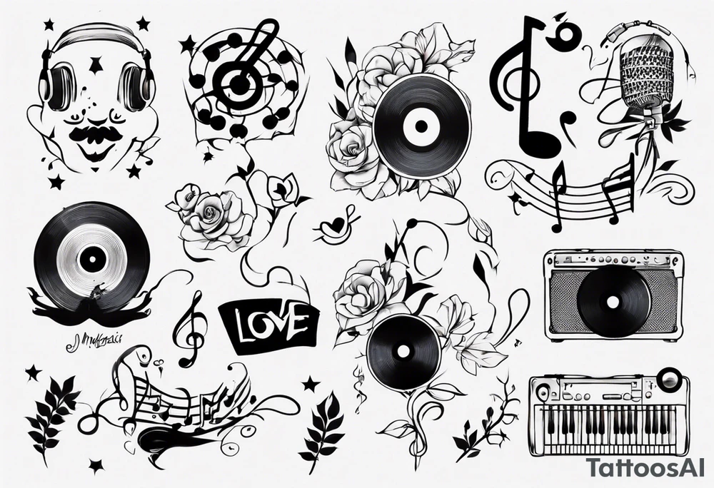 Simplicity love with music inspiration tattoo idea Simplicity love with music inspiration tattoo idea