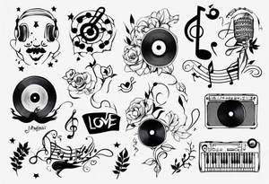 Simplicity love with music inspiration tattoo idea