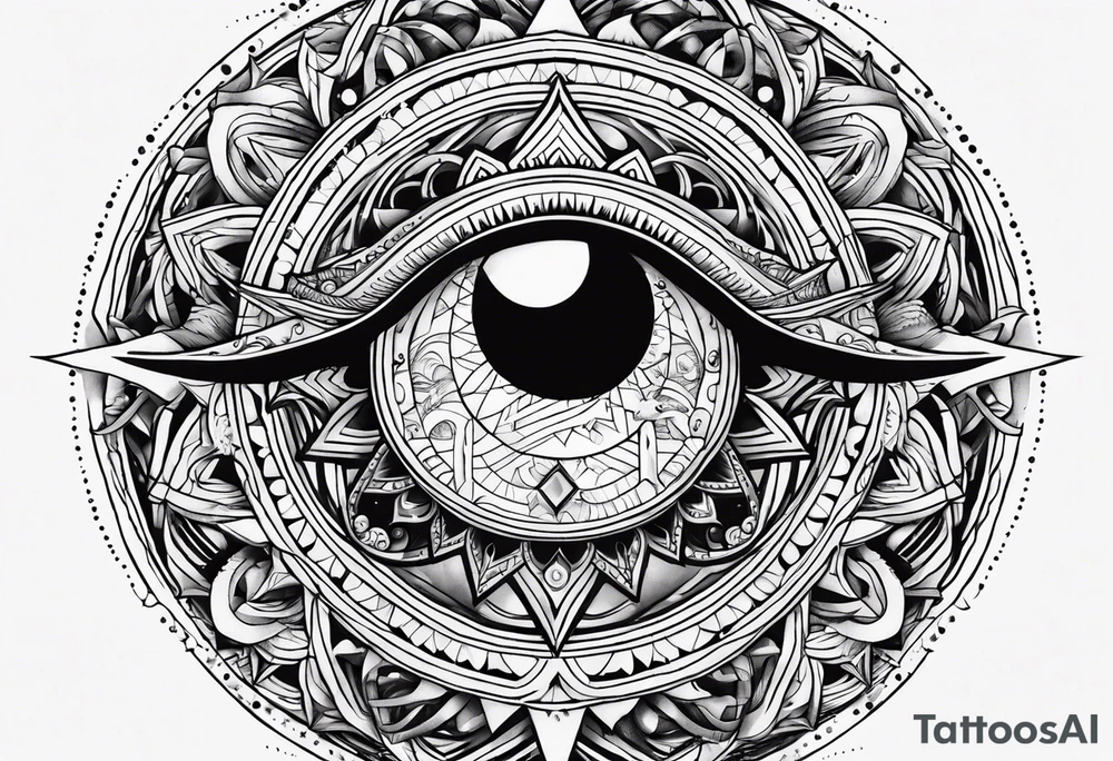 Eye, moon and sun tattoo idea