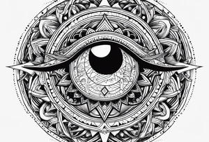 Eye, moon and sun tattoo idea