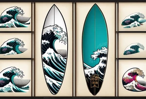 Surfboard with a wave inside it tattoo idea