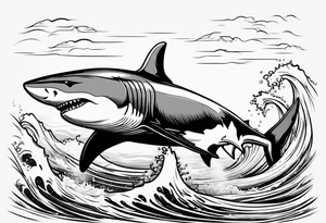 Great white shark outline but grunge tattoo idea
