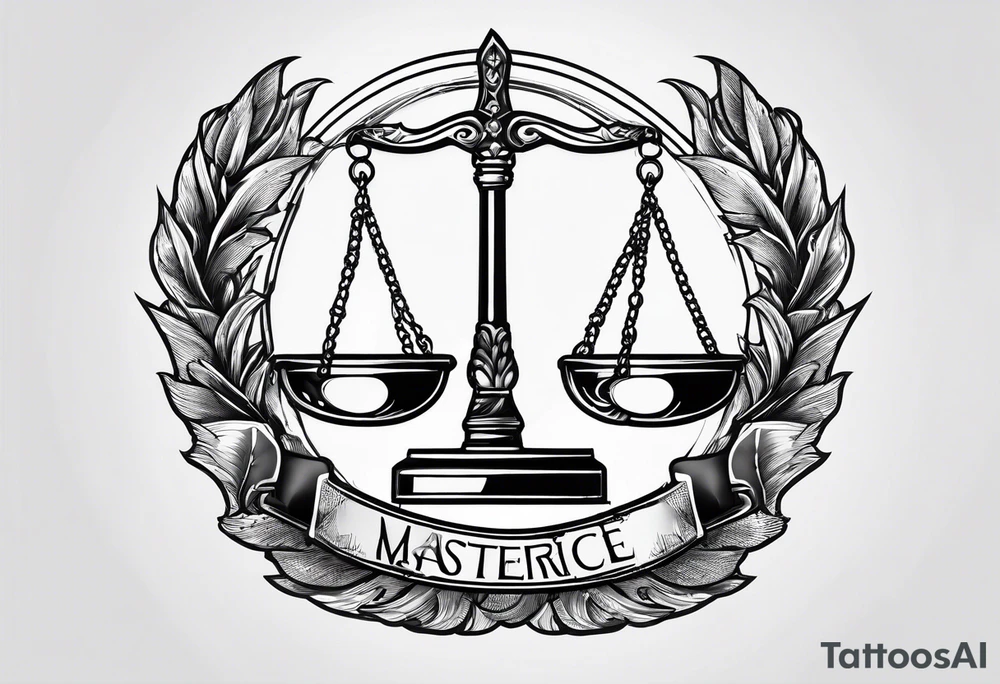 justice emblem with knife and scale tattoo idea