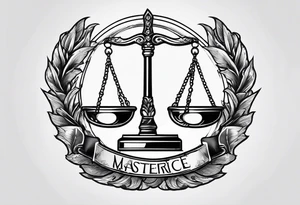 justice emblem with knife and scale tattoo idea