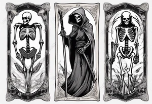 Skeleton with scythe death tarot card good and evil ying yang tattoo idea