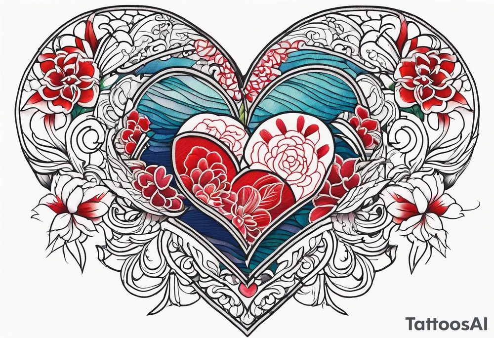 Embroidery heart tattoo idea