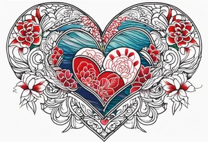 Embroidery heart tattoo idea