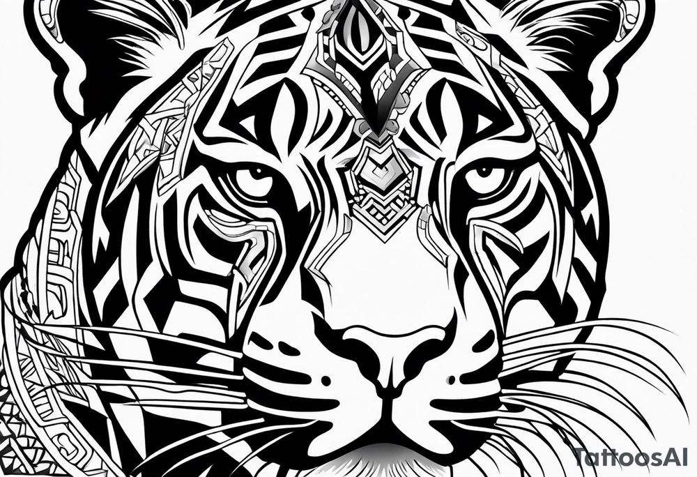 aztec black jaguar sitting tattoo idea