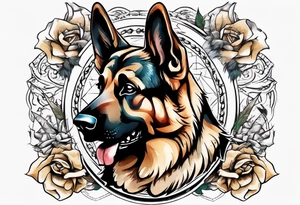 German Shepherd with banner underneath tattoo idea