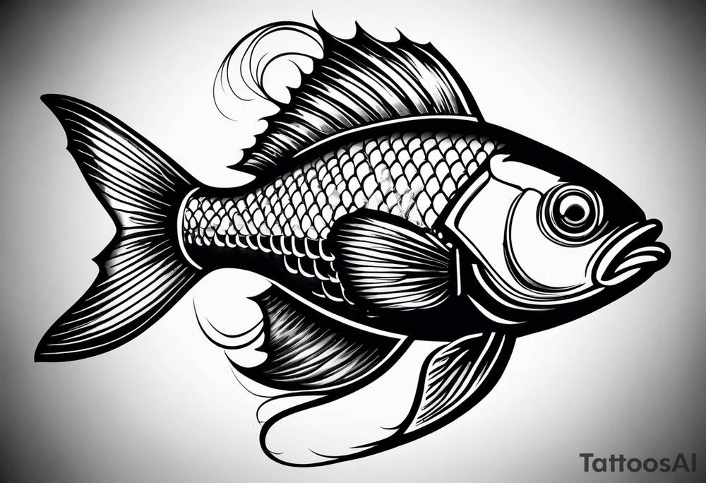 Pinstripe fish tattoo idea