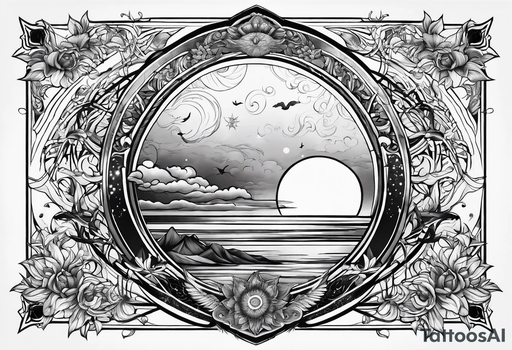 Sky sun tattoo idea