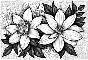 Narcissus, Poinsettia, and Holly tattoo idea