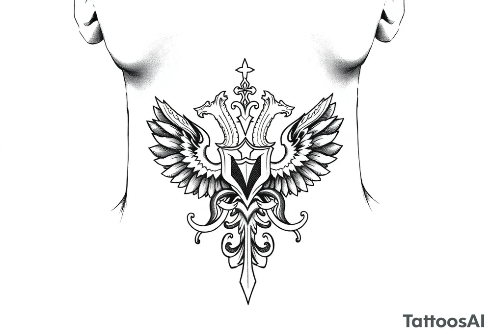 russian christian orthodox military neck design front facing tattoo idea