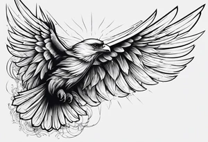 it is included a wind of egale and the end of it a bad which is contain birth -monk- death- heaven tattoo idea