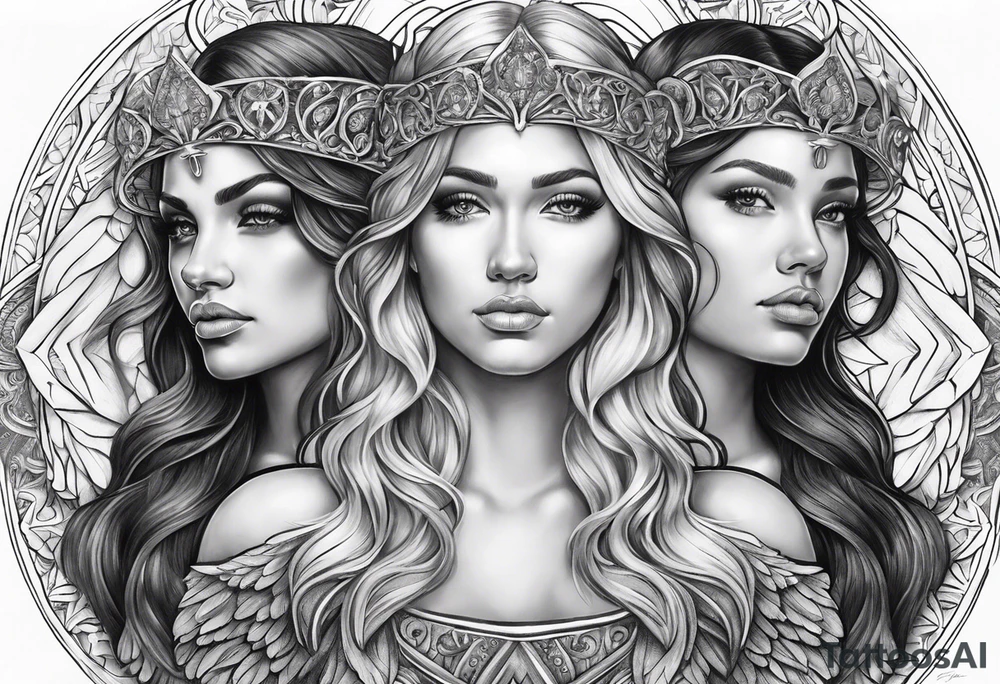 3 angels with halos tattoo idea