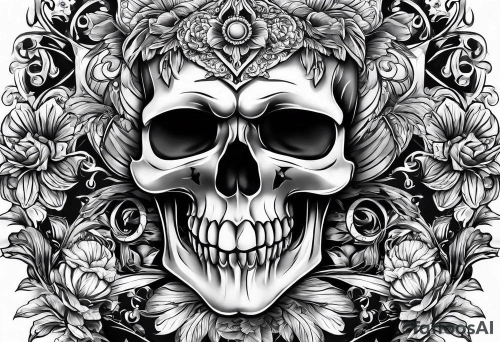 Memento mori writen skull sleeve tattoo design tattoo idea