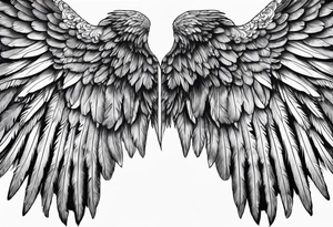 Detailed feathered angel wings tattoo idea