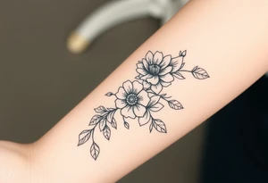 Tooled leather and florals tattoo idea